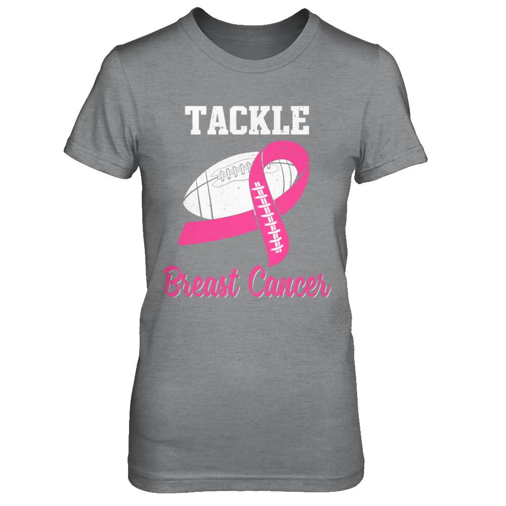 Football Survivor Tackle Pink Breast Cancer Awareness-T-Shirt & Hoodie-Women's T-Shirt-Sport Grey