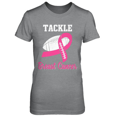 Football Survivor Tackle Pink Breast Cancer Awareness-T-Shirt & Hoodie-Women's T-Shirt-Sport Grey