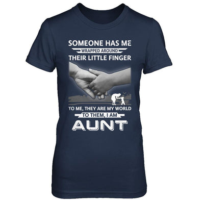 Someone Has Me Wrapped Around Their Little Finger Aunt-T-Shirt & Hoodie-Women's T-Shirt-Navy