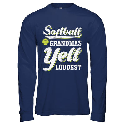 Softball Grandmas Yell Loudest-T-Shirt & Hoodie-Long Sleeve T-Shirt-Navy