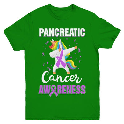 Inspirational Pancreatic Cancer Awareness Unicorn Support Youth-Youth Shirt-Youth T-Shirt-Irish Green
