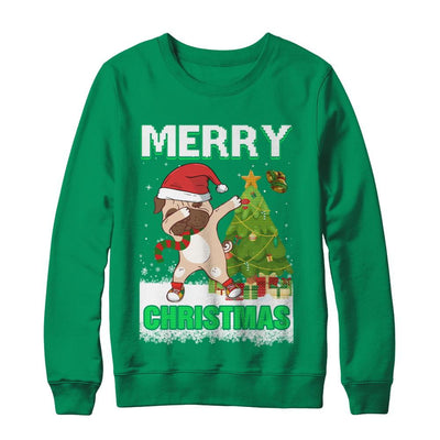 Cute Pug Claus Merry Christmas Ugly Sweater-T-Shirt & Sweatshirt-Crewneck Sweatshirt-Irish Green