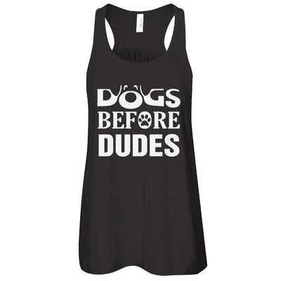 Dogs Before Dudes-T-Shirt & Tank Top-Women's Flowy Racerback Tank-Black