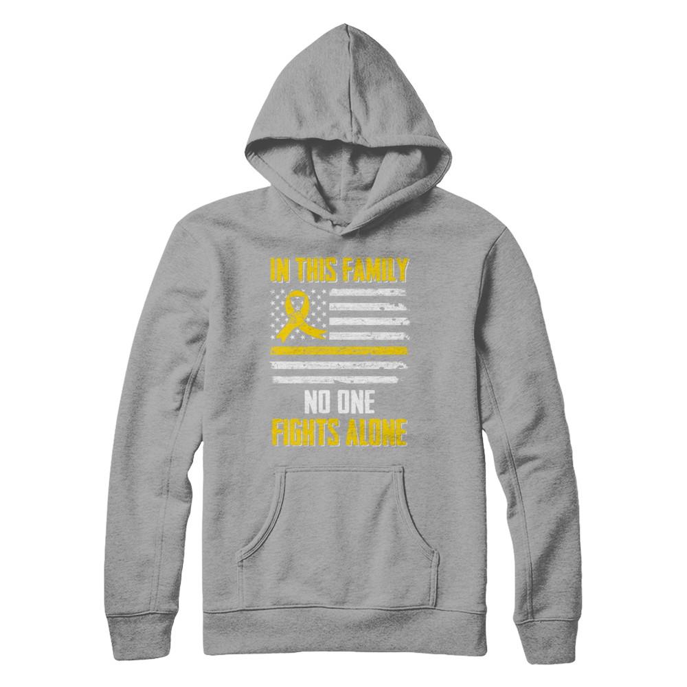 In This Family No One Fights Alone Childhood Cancer-T-Shirt & Hoodie-Pullover Hoodie-Light Steel