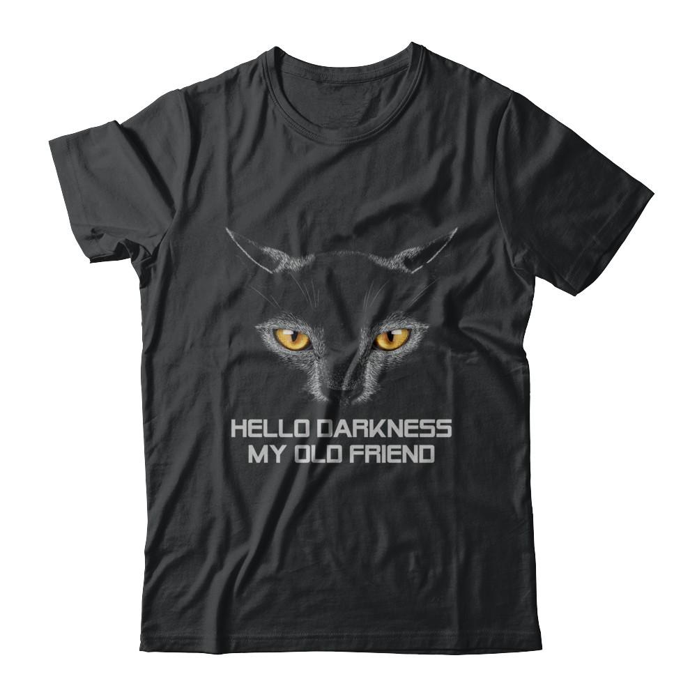 Halloween Hello Darkness My Old Friend Black Cat-T-Shirt & Hoodie-Classic T-Shirt-Black