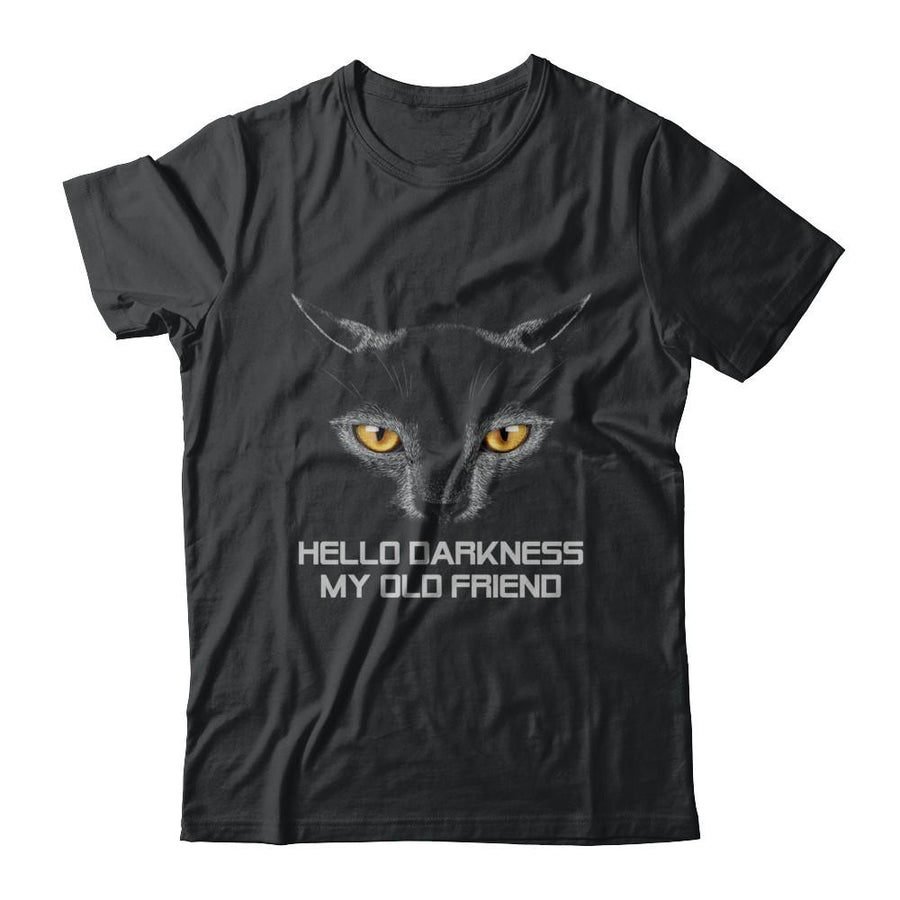 Halloween Hello Darkness My Old Friend Black Cat-T-Shirt & Hoodie-Classic T-Shirt-Black