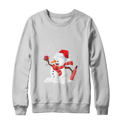 Snowman Wine Drinking Wine Lovers Christmas Gift-T-Shirt & Sweatshirt-Crewneck Sweatshirt-White