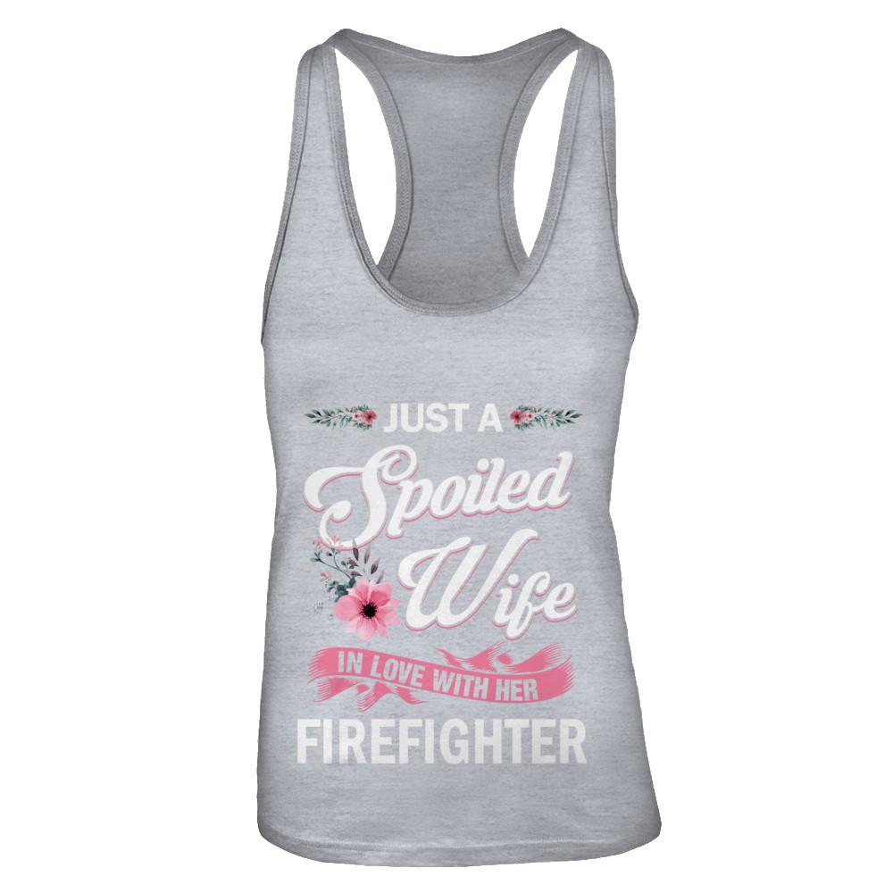Just A Spoiled Wife In Love With Her Firefighter Wife Gift-T-Shirt & Tank Top-Women's Ideal Racerback Tank-Heather Grey