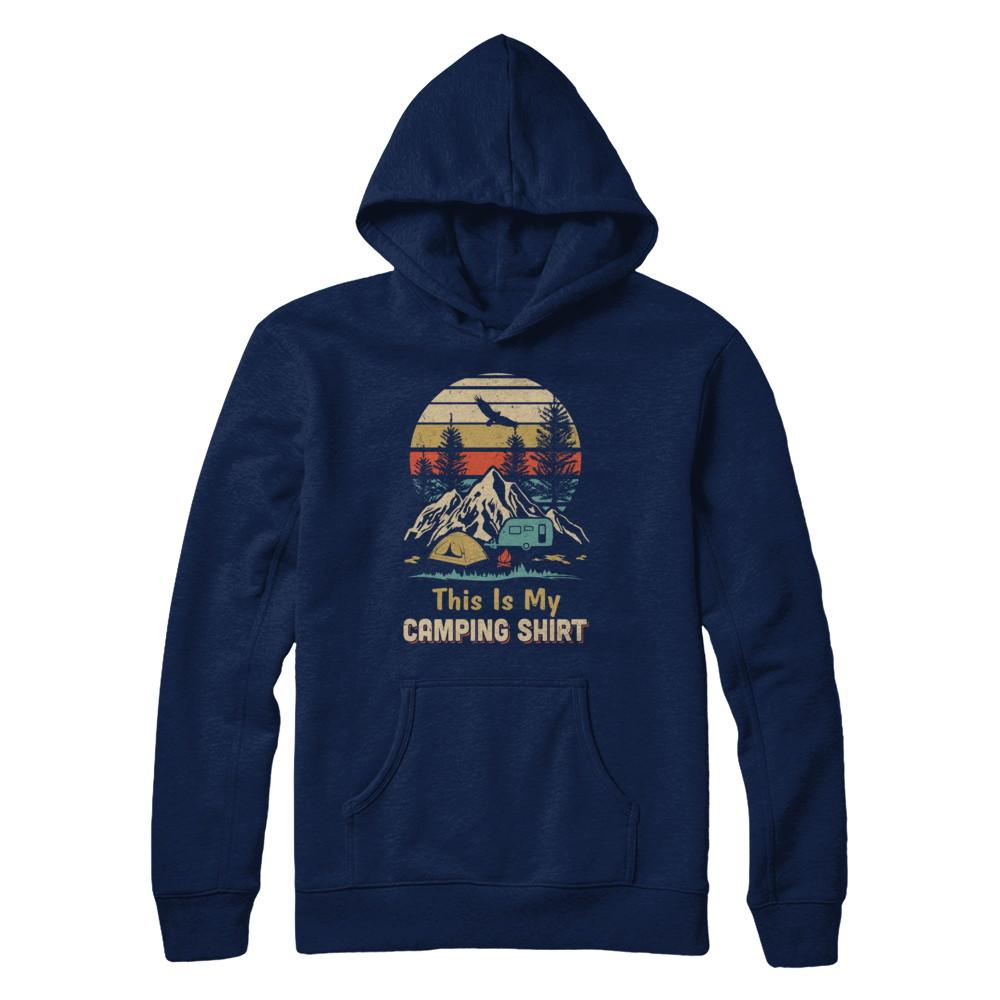Vintage Papa Grandma Dad Mom This Is My Camping-T-Shirt & Hoodie-Pullover Hoodie-Navy