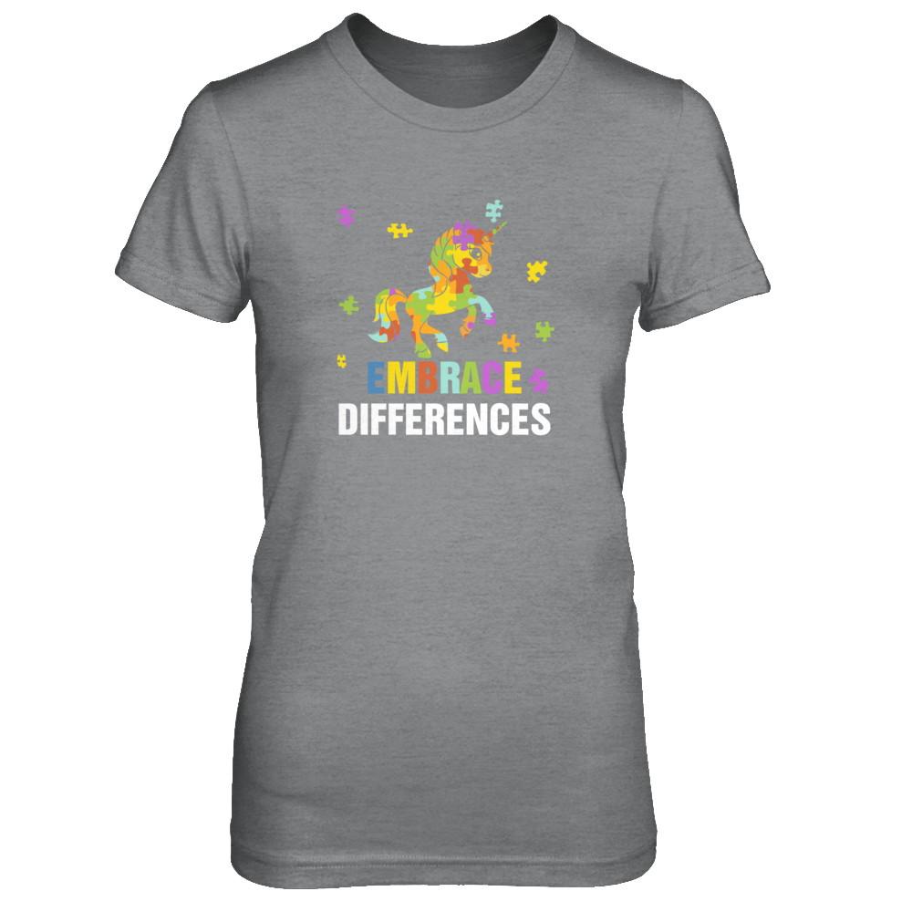 Autism Awareness Puzzle Piece Unicorn Embrace Differences-T-Shirt & Tank Top-