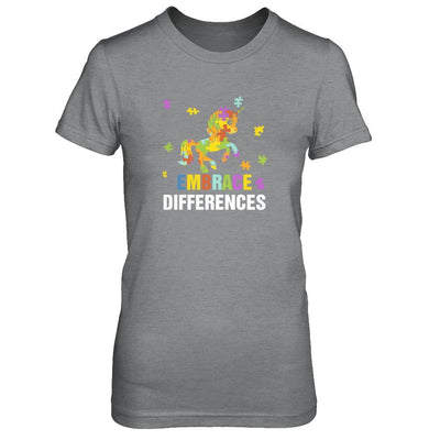 Autism Awareness Puzzle Piece Unicorn Embrace Differences-T-Shirt & Tank Top-