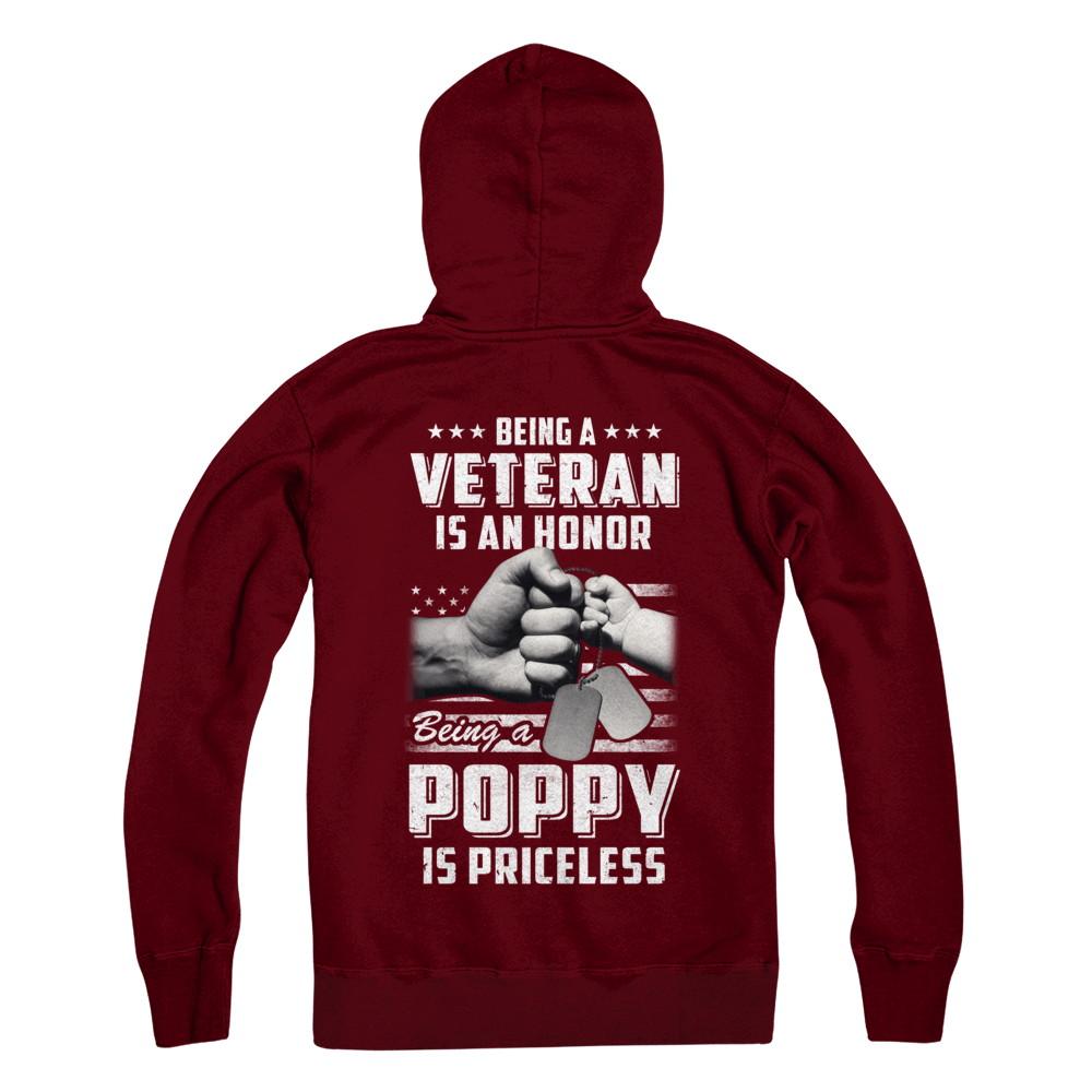 Being A Veteran Is An Honor Being A Poppy Is Priceless-T-Shirt & Hoodie-Pullover Hoodie-Maroon