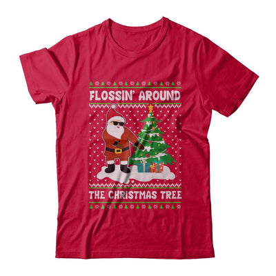 Flossin' Around The Christmas Tree Flossing Ugly Sweater-T-Shirt & Sweatshirt-Classic T-Shirt-Red