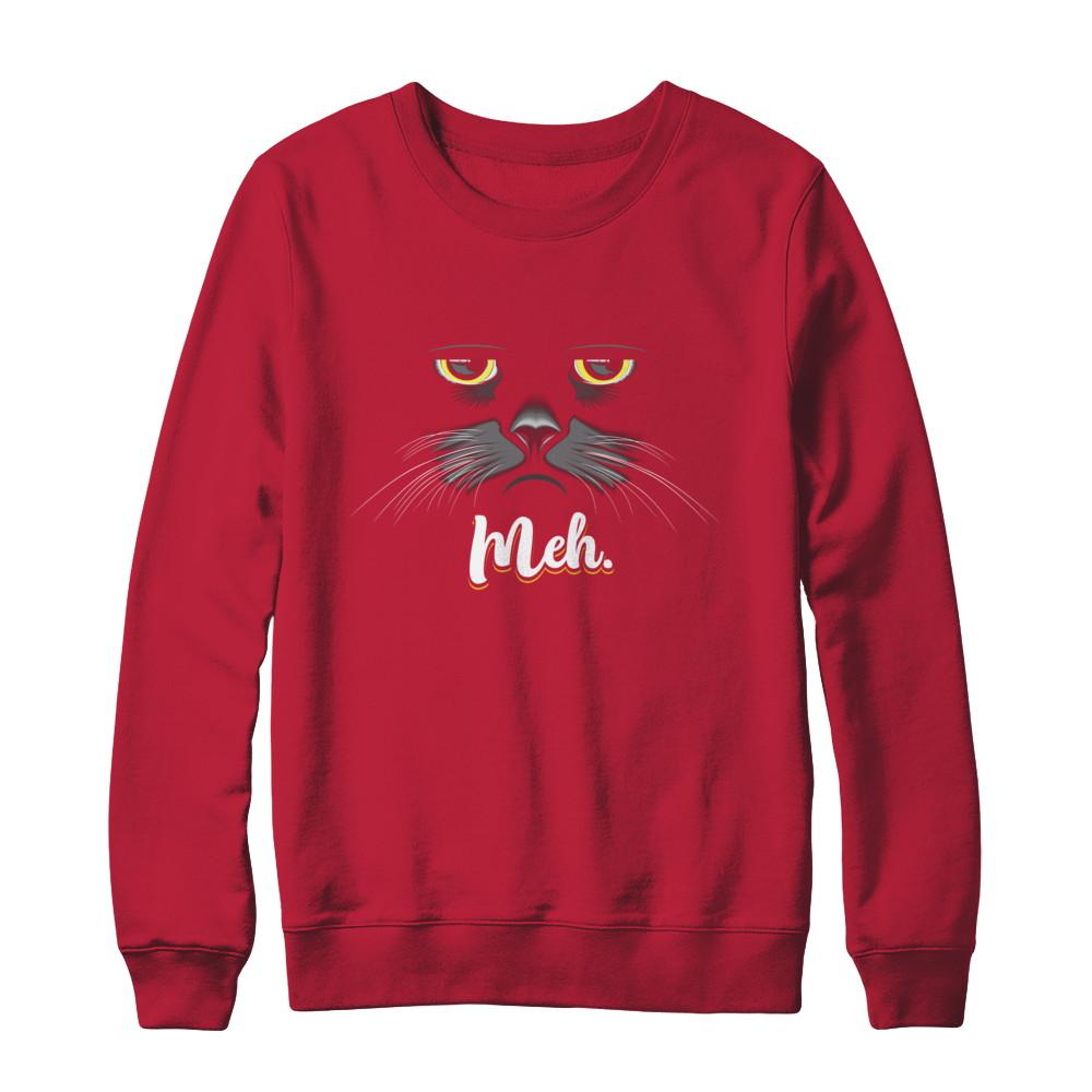 Funny Halloween Cat Meh Gift-T-Shirt & Sweatshirt-Crewneck Sweatshirt-Red