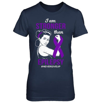 I Am Stronger Than Epilepsy Awareness Support-T-Shirt & Hoodie-Women's T-Shirt-Navy