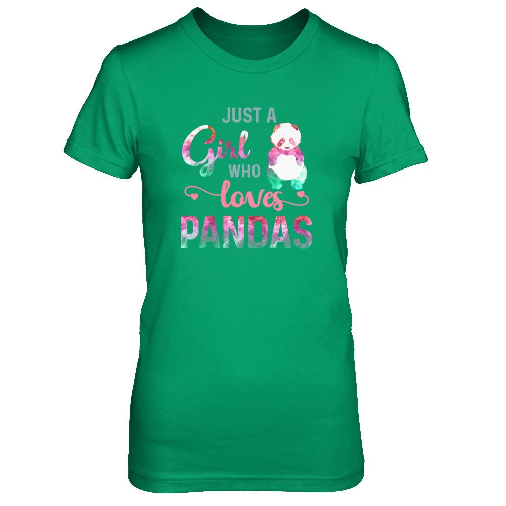 Just A Girl Who Loves Pandas Panda Lover-T-Shirt & Tank Top-Women's T-Shirt-Irish Green