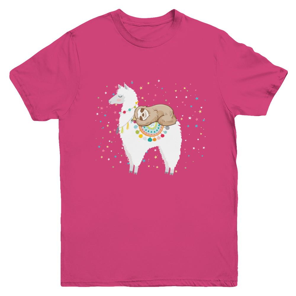 Funny Sloth Riding Llama Lover Youth-Youth Shirt-Youth T-Shirt-Heliconia