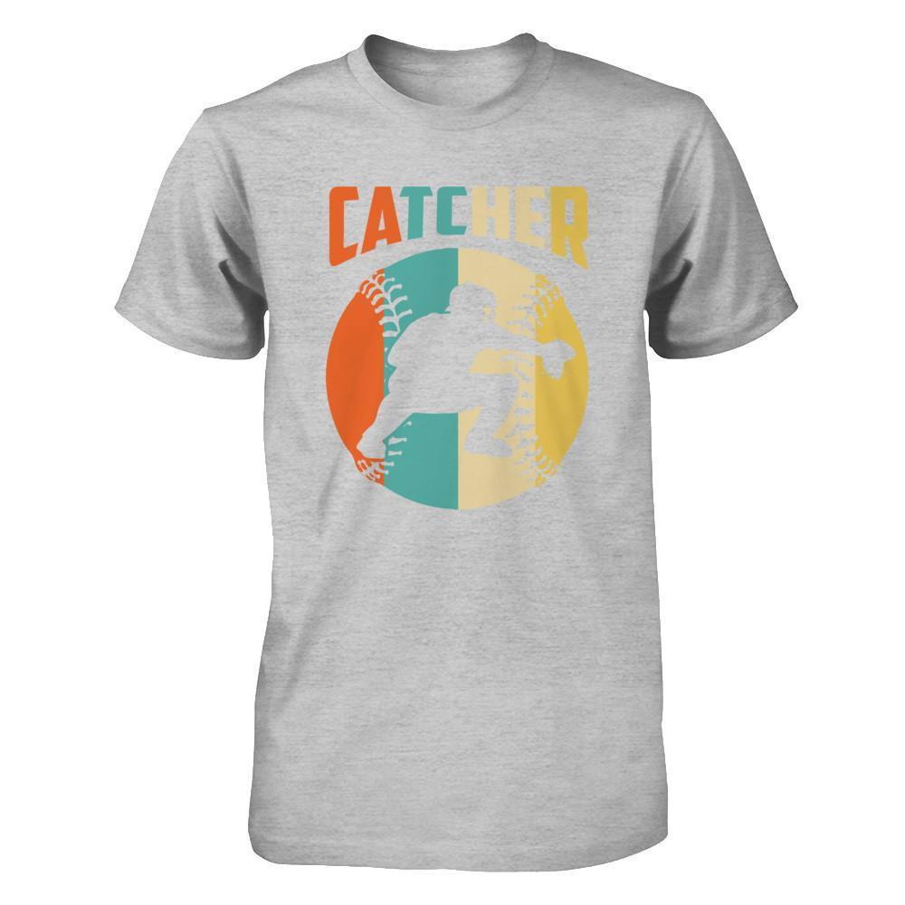 Classic Vintage Retro Style Catcher Baseball-T-Shirt & Hoodie-Premium T-Shirt-Heather Gray