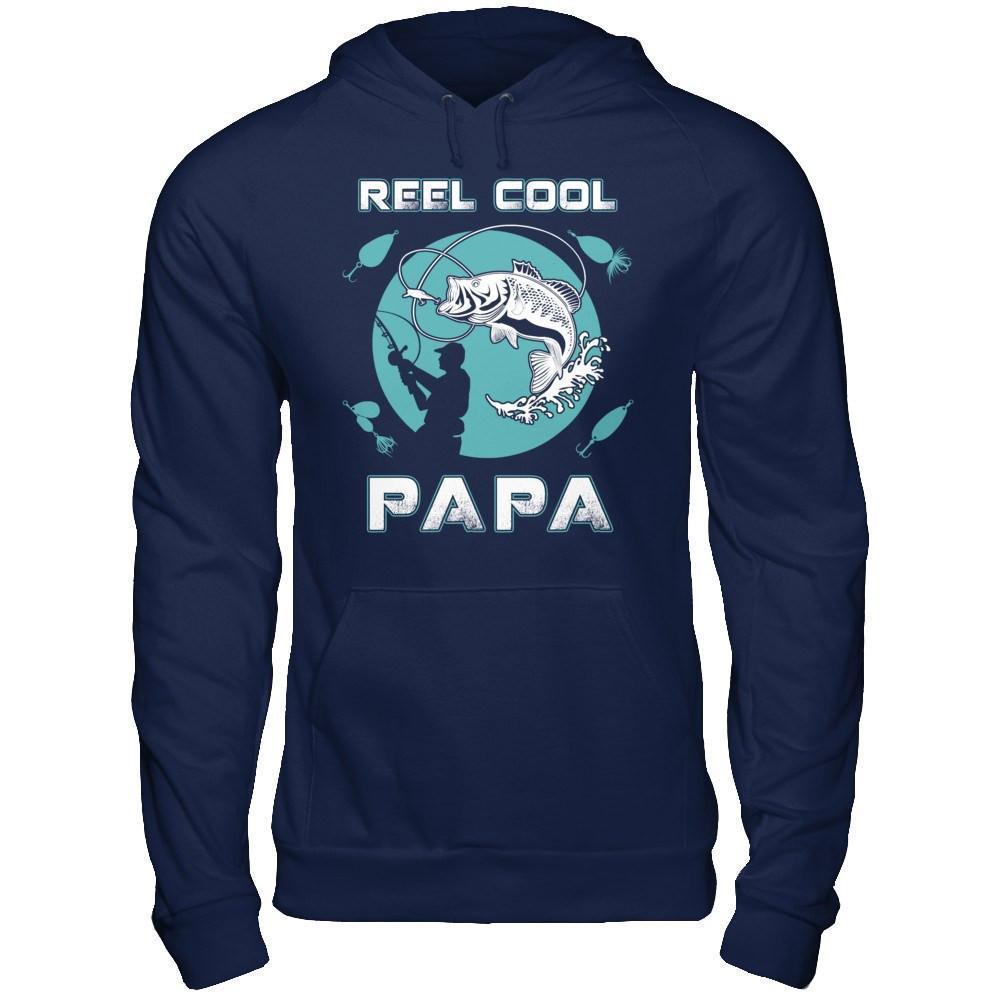 Reel Cool Papa-T-Shirt & Hoodie-Pullover Hoodie-Navy