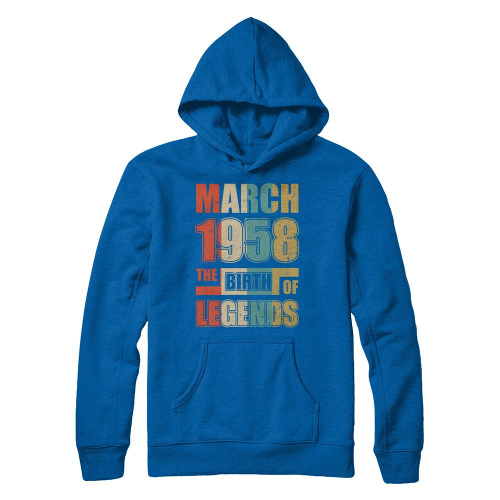 Vintage Retro March 1958 Birth Of Legends 63th Birthday-T-Shirt & Hoodie-Pullover Hoodie-Royal