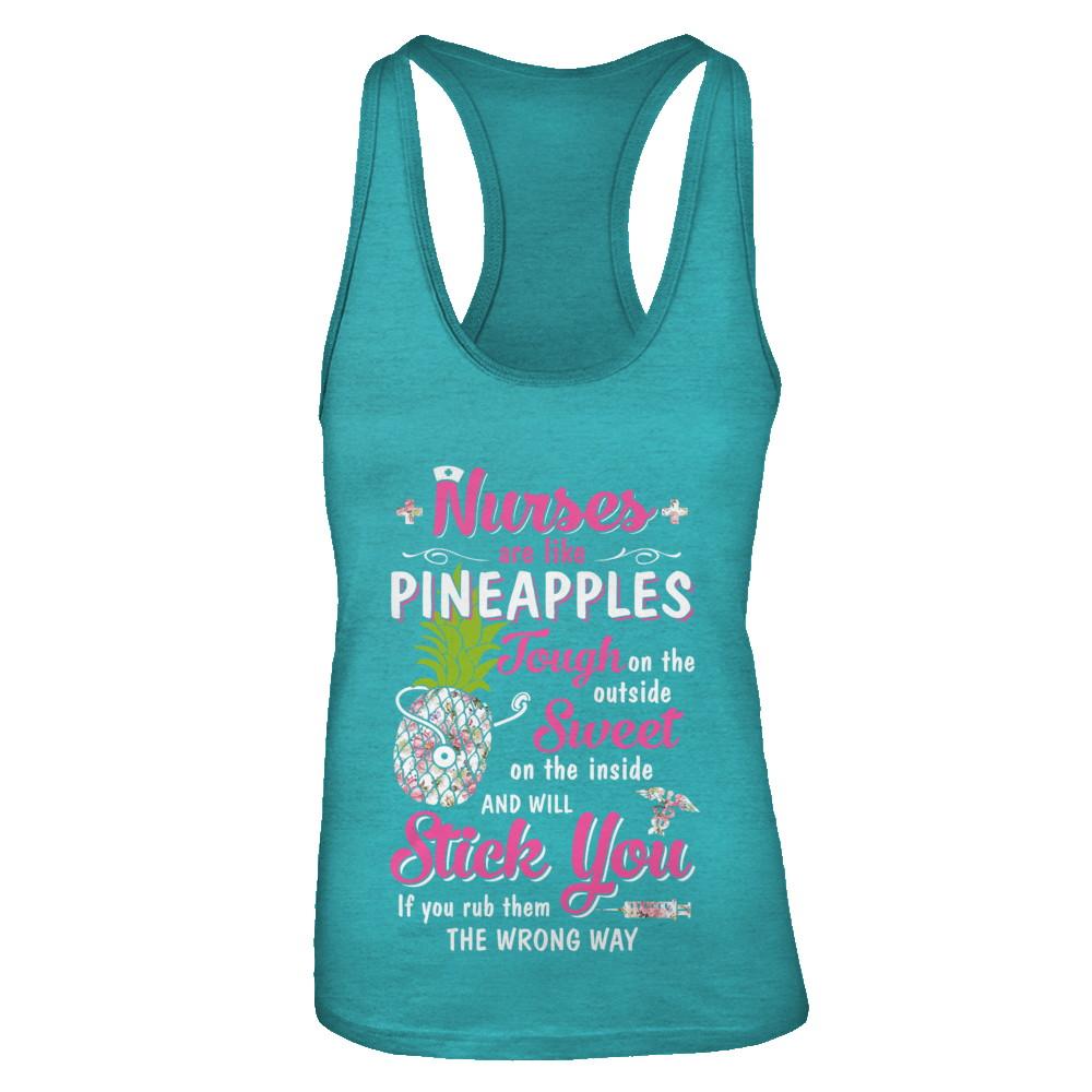 Funny Nurses Are Like Pineapples CNA Nursing Gift-T-Shirt & Tank Top-Women's Ideal Racerback Tank-Tahiti Blue