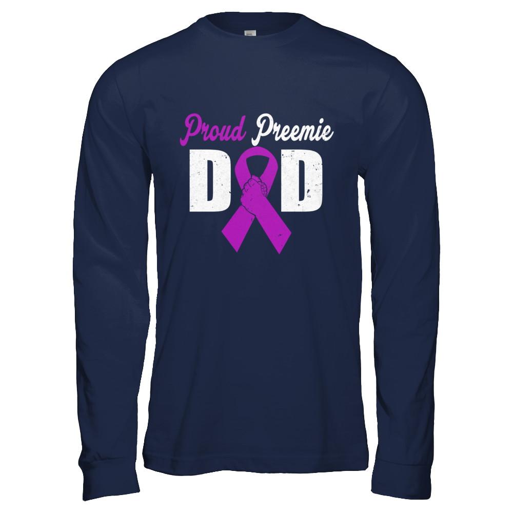 Fathers Day Proud Preemie Dad Premature Birth Awareness-T-Shirt & Hoodie-Long Sleeve T-Shirt-Navy