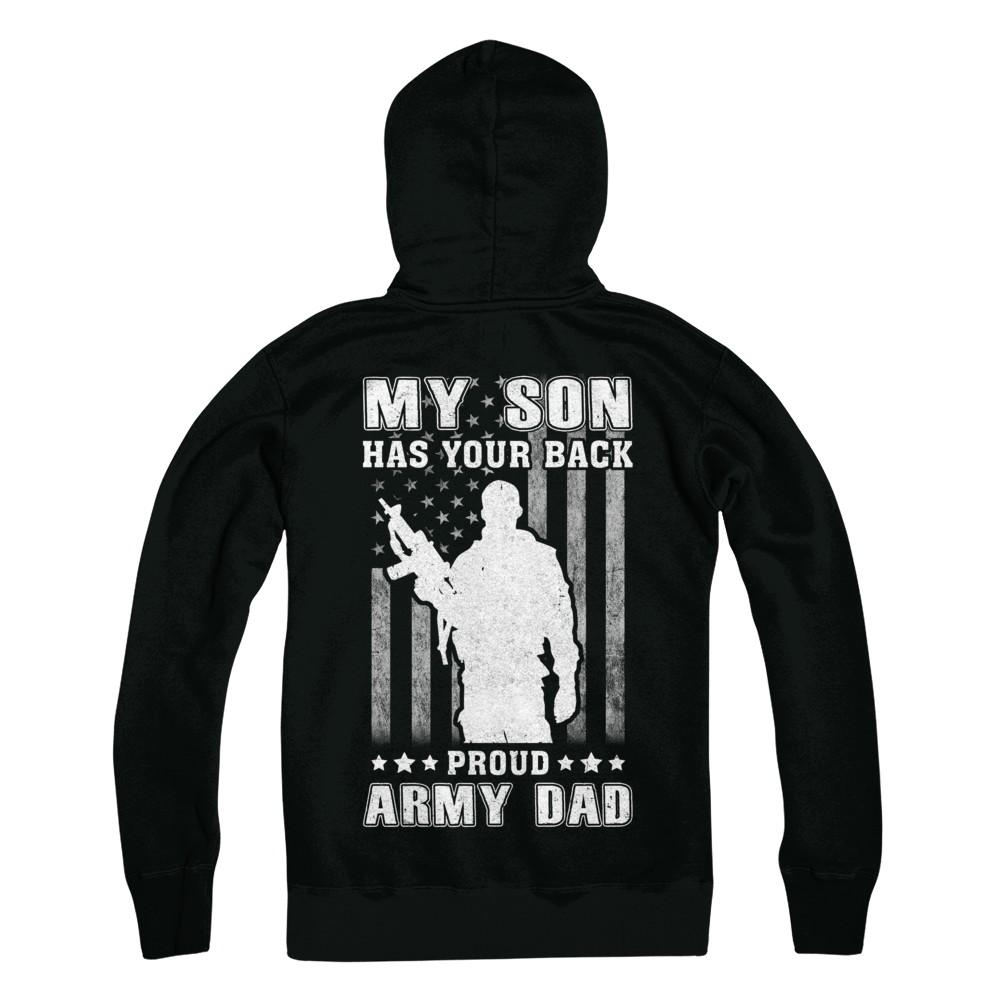 American Flag MY SON HAS YOUR BACK PROUD ARMY DAD-T-Shirt & Hoodie-Hanes - Heavyweight Pullover Hoodie-Black