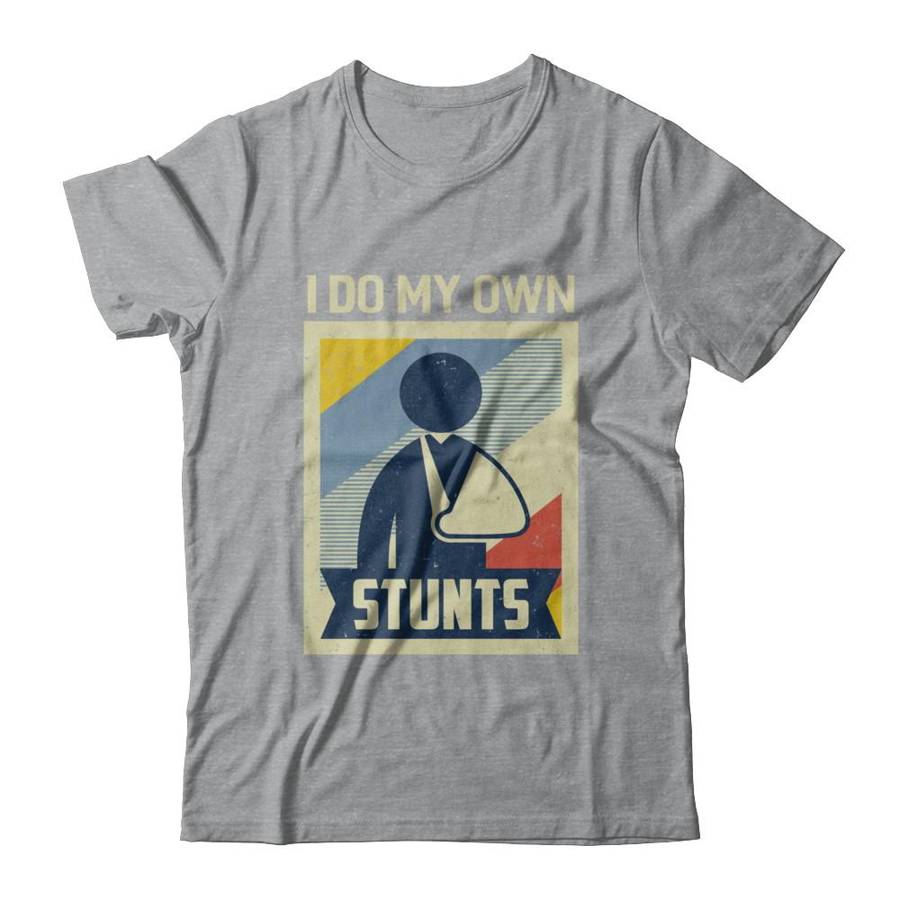 Vintage Retro I Do My Own Stunts Broken Arm-T-Shirt & Hoodie-Classic T-Shirt-Sport Grey