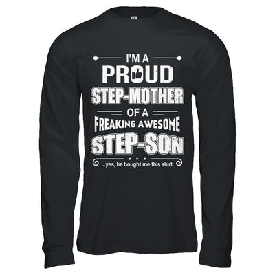 I'm A Proud Step-Mom Of Awesome Step-Son Mothers Day-T-Shirt & Hoodie-Long Sleeve T-Shirt-Black