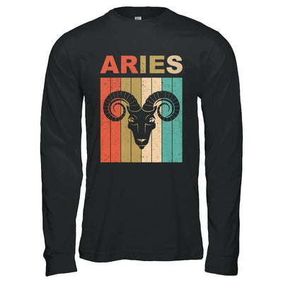 Vintage Aries Zodiac March April Birthday Gift-T-Shirt & Hoodie-Long Sleeve T-Shirt-Black