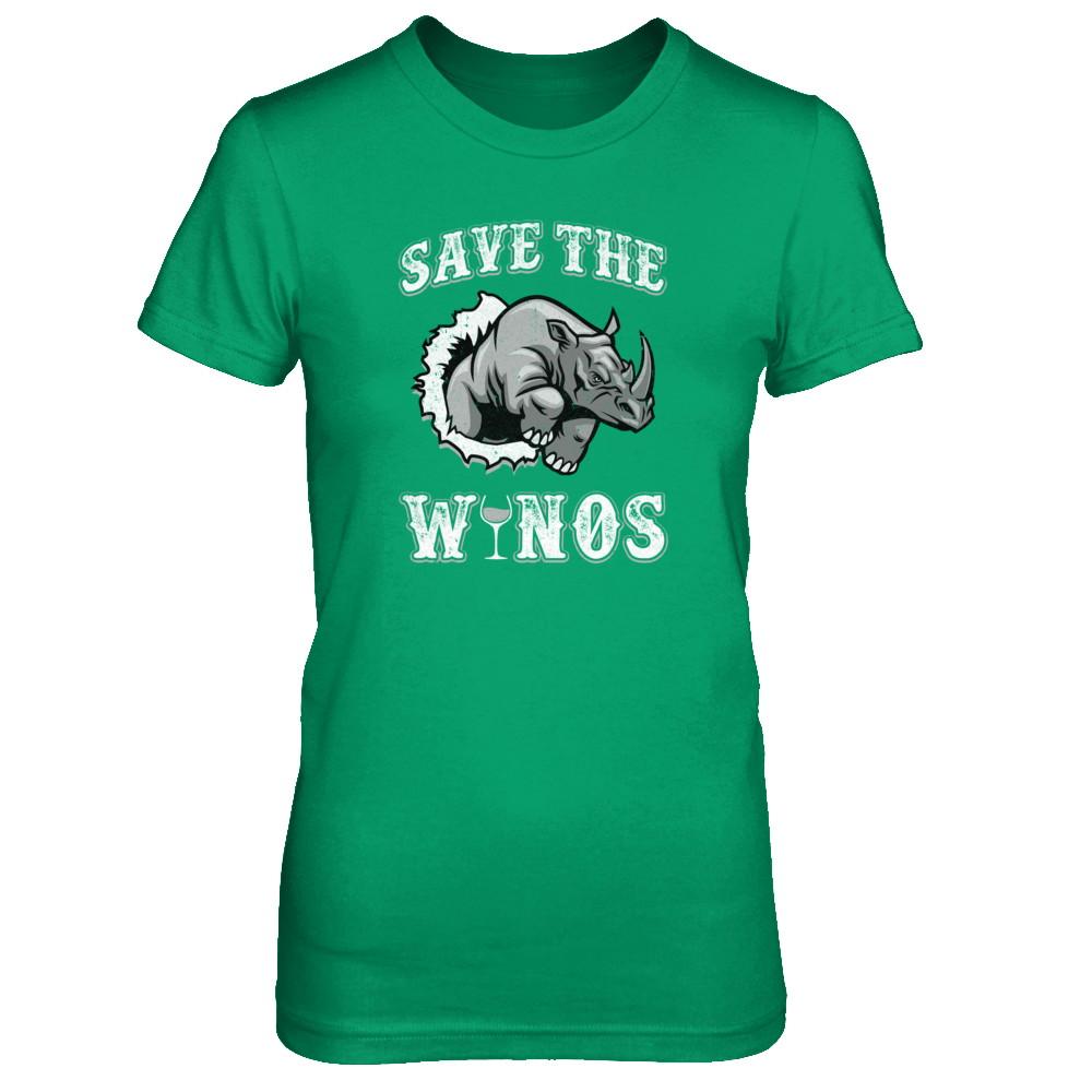 Save The Winos Wine Rhino-T-Shirt & Tank Top-Women's T-Shirt-Irish Green