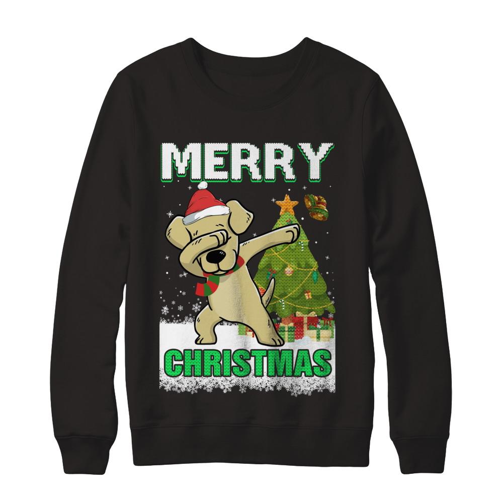 Cute Labrador Claus Merry Christmas Ugly Sweater-T-Shirt & Sweatshirt-Crewneck Sweatshirt-Black