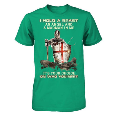 Knight Templar I Hold A Beast An Angel And A Madman In Me-T-Shirt & Hoodie-Classic T-Shirt-Kelly Green