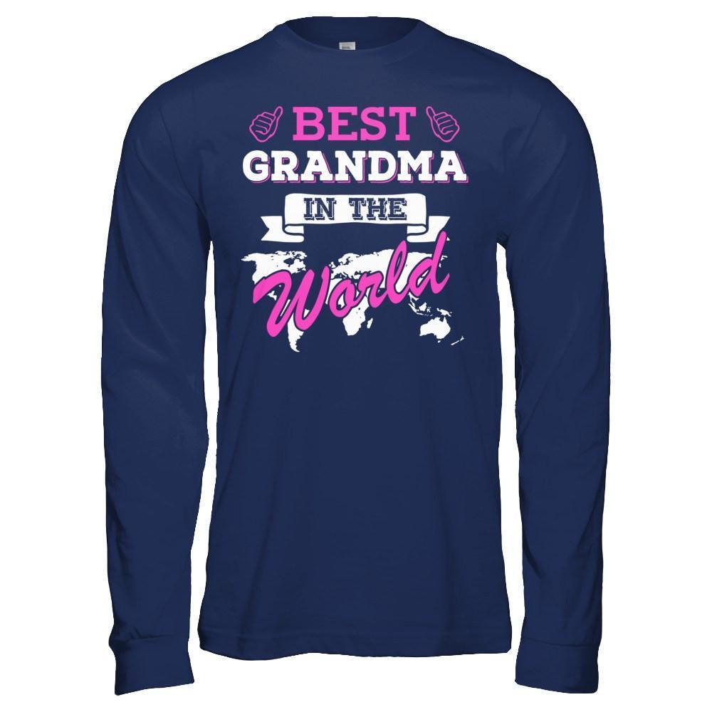Best Grandma In The World-T-Shirt & Hoodie-Long Sleeve T-Shirt-Navy