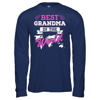 Best Grandma In The World-T-Shirt & Hoodie-Long Sleeve T-Shirt-Navy
