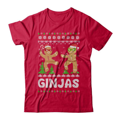 Ginjas Gingerbread Ninjas Funny Ugly Christmas Sweater-T-Shirt & Sweatshirt-Classic T-Shirt-Red