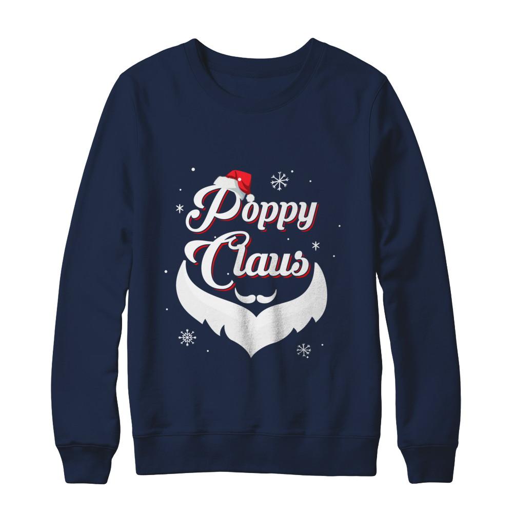 Santa Beard Matching Christmas Pajamas Poppy Claus-T-Shirt & Sweatshirt-Crewneck Sweatshirt-Navy