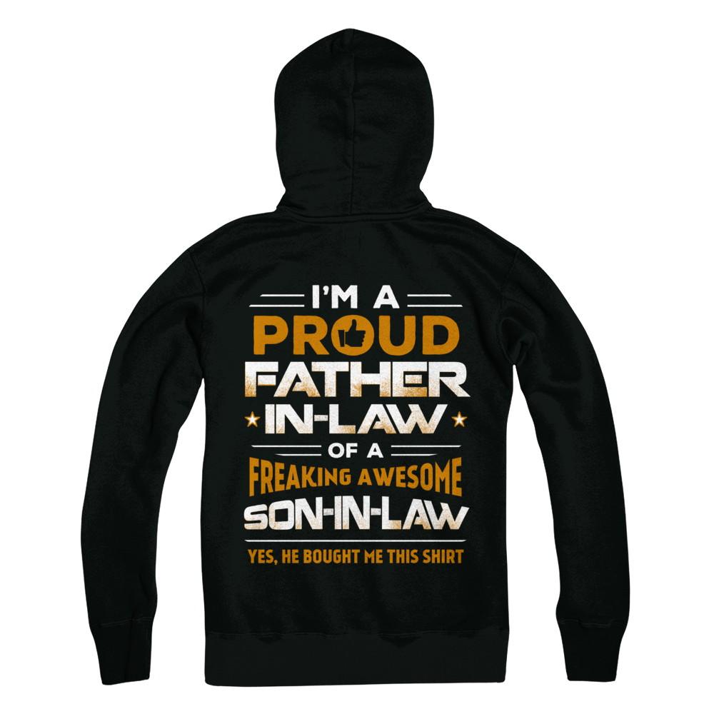 Proud Father In Law Freaking Awesome Son-In-Law Fathers Day-T-Shirt & Hoodie-Pullover Hoodie-Black