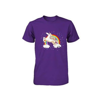 Funny Sloth Riding Unicorn Lover Youth-Youth Shirt-