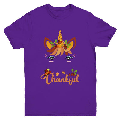 Thanksgiving Unicorn Pumpkin For Kids Youth-Youth Shirt-Youth T-Shirt-Purple