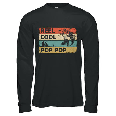 Vintage Reel Cool Pop Pop Fish Fishing Fathers Day-T-Shirt & Hoodie-Long Sleeve T-Shirt-Black