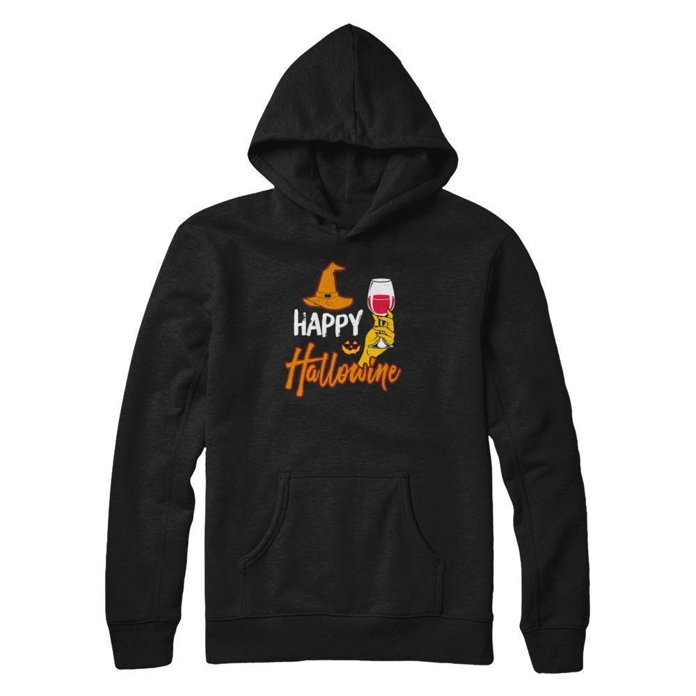 Halloween Happy Hallowine For Wine Lover-T-Shirt & Tank Top-Pullover Hoodie-Black