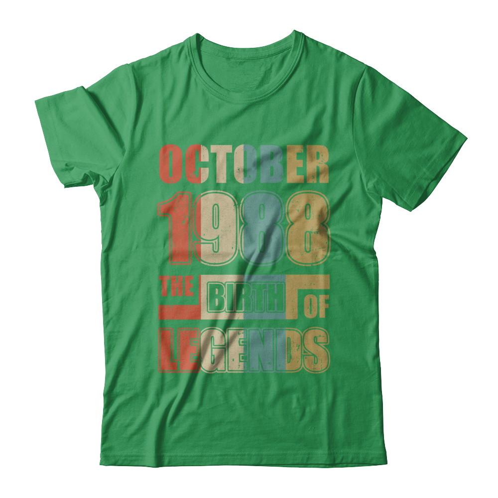Vintage Retro October 1988 Birth Of Legends 33th Birthday-T-Shirt & Hoodie-Premium T-Shirt-Kelly Green