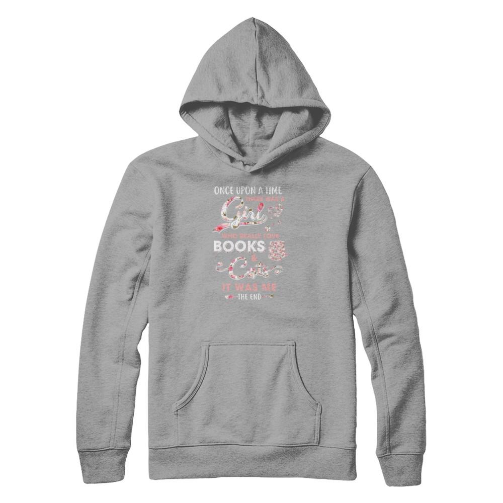 There Was A Girl Who Really Loved Books And Cats-T-Shirt & Tank Top-Pullover Hoodie-Light Steel