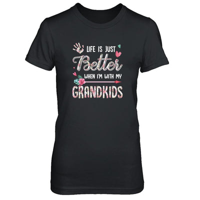 Life Is Just Better When Im With My Grandkids Grandma Gift-T-Shirt & Tank Top-Women's T-Shirt-Black