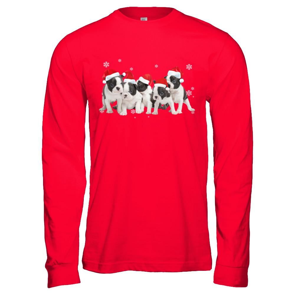 Funny Pit bull Puppies Christmas Dog Gift-T-Shirt & Hoodie-Long Sleeve T-Shirt-Red