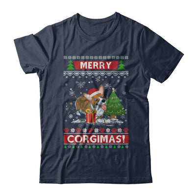 Funny Merry Corgmas Santa Corgi Ugly Christmas Sweater-T-Shirt & Sweatshirt-Classic T-Shirt-Navy
