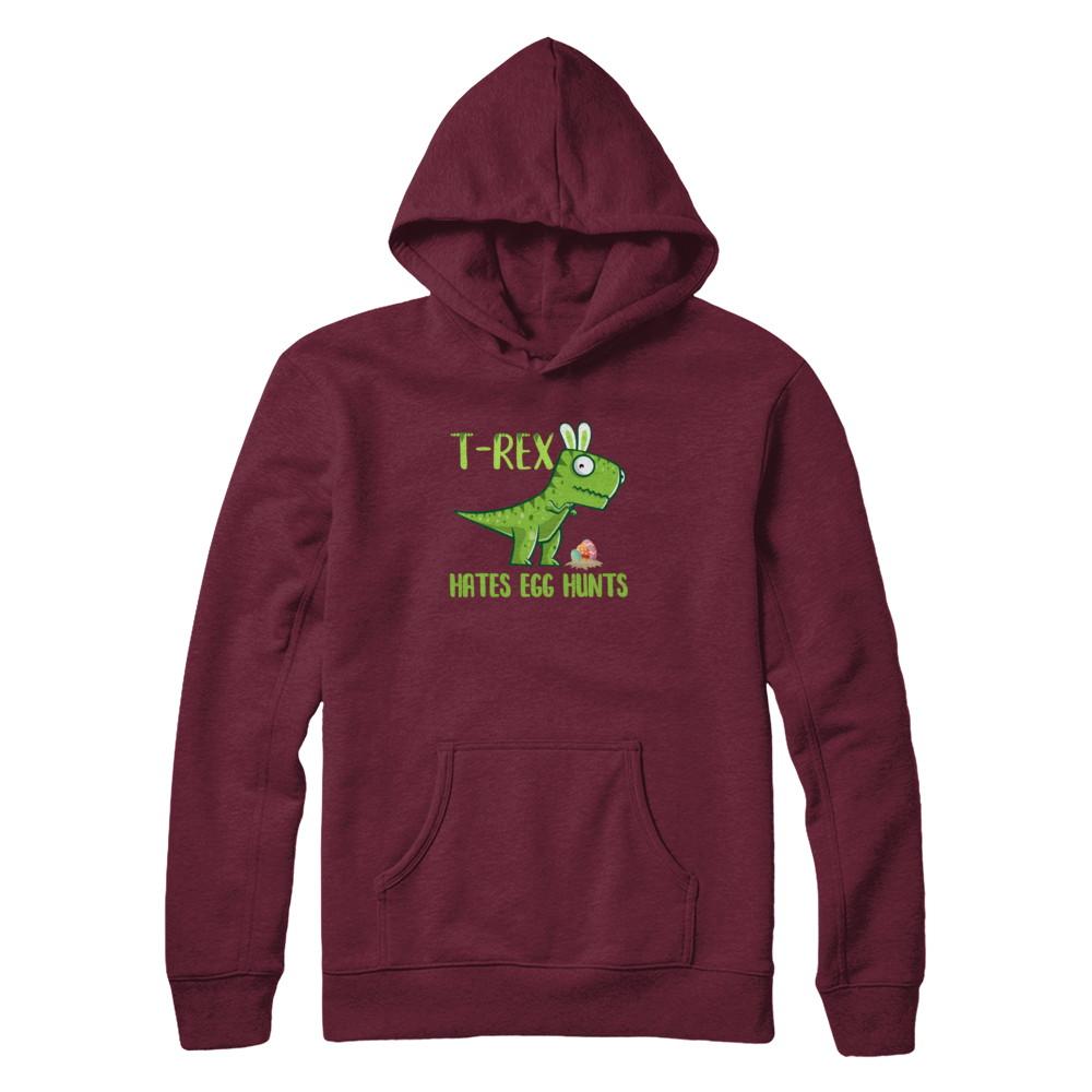 Funny Easter Bunny Dinosaur T-Rex Hates Egg Hunts-T-Shirt & Tank Top-Pullover Hoodie-Maroon