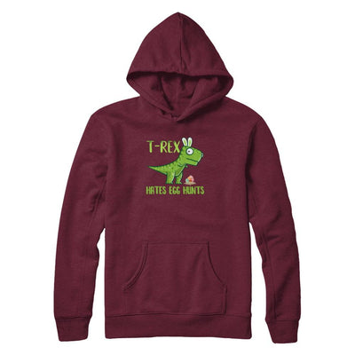 Funny Easter Bunny Dinosaur T-Rex Hates Egg Hunts-T-Shirt & Tank Top-Pullover Hoodie-Maroon