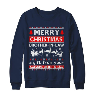 Merry Christmas Brother-In-Law A Gift From Your Sister-In-Law Sweater-T-Shirt & Sweatshirt-Crewneck Sweatshirt-Navy